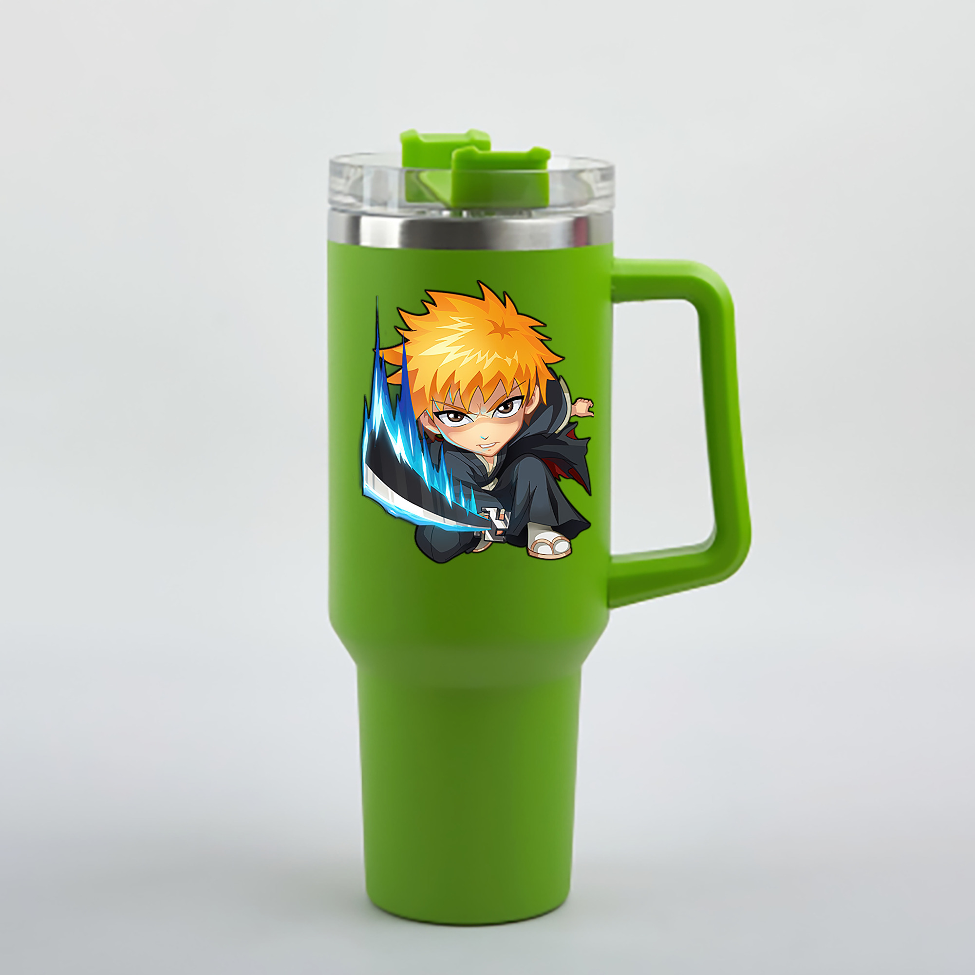（画像用） ブリーチ 黒崎一護（くろさき いちご）BLEACH Kurosaki Ichigo 1200mL車用タンブラー - クリスタルステッカー（プラスチックストロー付き）